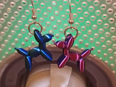 Balon Köpek Küpe — Detaylı Reçine
