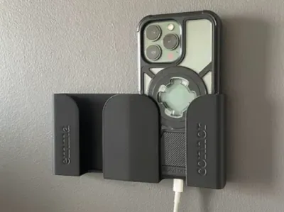 Çift Yuvalı Duvar Telefon Tutucu — Sert Plastik