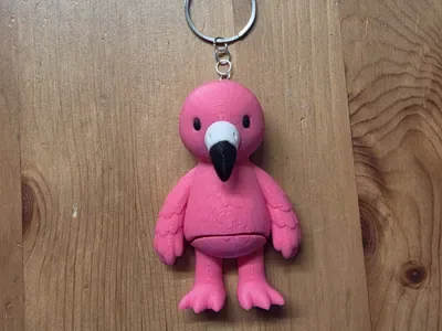 Flexi Flamingo Anahtarlık — Sert Plastik