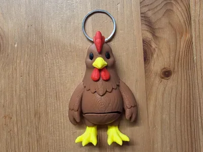 Flexi Tavuk Anahtarlık — Sert Plastik