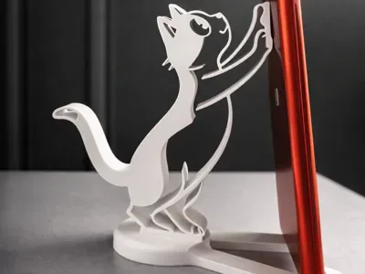 Kedi Telefon Standı — Sert Plastik