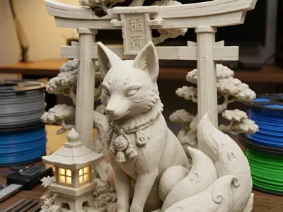 Kitsune Tapınak Diorama — Sert Plastik