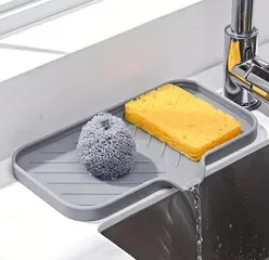 Lavabo Kenarı Sünger & Bulaşık Teli Tepsisi — Dayanıklı Plastik