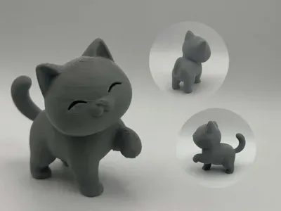 Mutlu Kedi Figürü — Sert Plastik