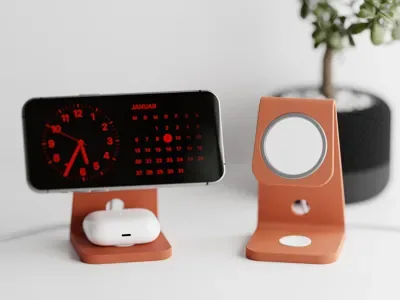 Şarj Yuvalı Minimal Telefon Standı — Sert Plastik