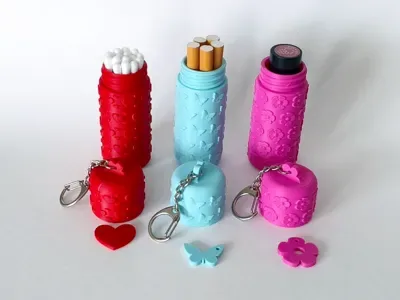 Süslü Ruj Kılıfı Anahtarlık — Dayanıklı Plastik