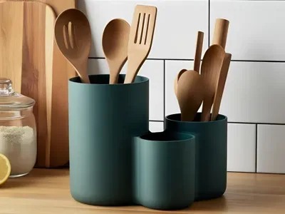 Üç Bölmeli Mutfak Gereç Kabı — Sert Plastik